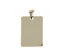 Charger l'image dans la galerie, 18k white gold medal pendant, square, smooth, 14x20mm possibility of engraving.