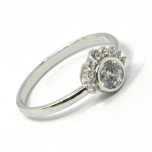 Load image into Gallery viewer, SOLID 18K WHITE GOLD RING, SUN, CROWN, EYE, CUBIC ZIRCONIA, MADE IN ITALY.