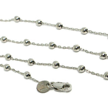 Charger l'image dans la galerie, 18k white gold mini balls chain 2 mm, 18 inches sphere alternate oval rolo link.