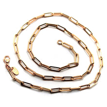 Charger l'image dans la galerie, 18k rose gold chain squared oval paper clip 3x10mm links, 18" 45cm.