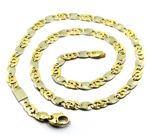 Load image into Gallery viewer, SOLID 18K YELLOW WHITE GOLD CHAIN BIG FLAT 6.5mm INFINITE OVAL ONDULATE LINK 20".