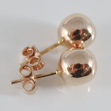 Load image into Gallery viewer, 18k rose gold earrings with big 8 mm balls ball round sphere, made in Italy.
