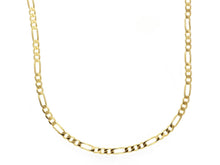 Load image into Gallery viewer, SOLID 18K GOLD FIGARO GOURMETTE CHAIN THIN 2mm WIDTH 20" ALTERNATE 3+1 NECKLACE.