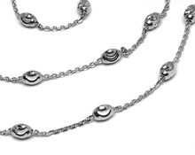 Charger l'image dans la galerie, 18k white gold rolo alternate chain necklace 3mm faceted oval balls 16".