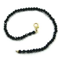 Cargar imagen en el visor de la galería, 18K YELLOW GOLD BEADED BRACELET 8.3" 21cm, FACETED BLACK SPINEL DIAMETER 3mm.