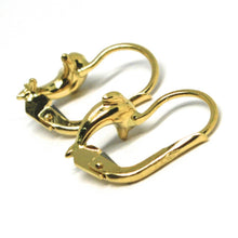 Charger l'image dans la galerie, 18k yellow gold kids earrings, hammered dolphin, leverback closure, Italy made.