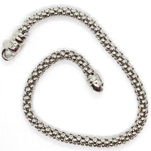 Load image into Gallery viewer, 18k white gold bracelet, 18.5 cm, 7.3 inches, basket weave tube, popcorn 4 mm.