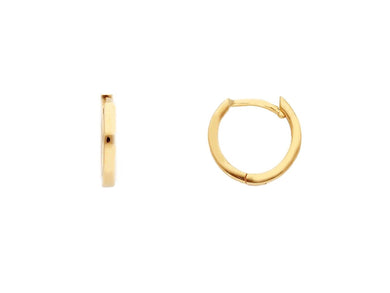 18K YELLOW GOLD HOOPS SMALL EARRINGS DIAMETER 10mm SQUARE TUBE THICKNESS 1.5mm.