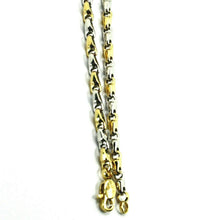Cargar imagen en el visor de la galería, 18k white yellow gold chain necklace alternate drop ondulate tube links, 20".
