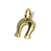 Load image into Gallery viewer, SOLID 18K YELLOW GOLD HORSESHOE CHARM PENDANT SMOOTH BRIGHT, MADE IN ITALY.
