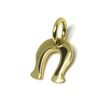 Load image into Gallery viewer, SOLID 18K YELLOW GOLD HORSESHOE CHARM PENDANT SMOOTH BRIGHT, MADE IN ITALY.