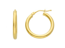 Load image into Gallery viewer, 18k yellow gold round circle hoops earrings internal diameter 15mm, width 2.5mm.