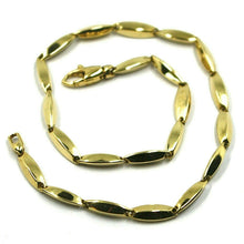 Cargar imagen en el visor de la galería, 18k yellow gold bracelet alternate oval rice tube links, length 21.5 cm 8.4".