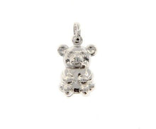Charger l'image dans la galerie, 18k white gold rounded bear teddy bear pendant charm 20 mm smooth made in Italy.