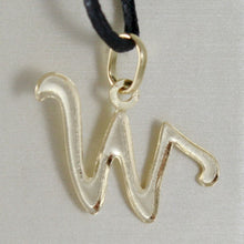 Load image into Gallery viewer, 18k yellow gold pendant charm initial letter W, slightly rounded slab 15mm.