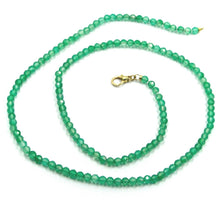 Load image into Gallery viewer, 18K YELLOW GOLD NECKLACE 24", 60cm, FACETED ROUND GREEN AGATE DIAMETER 3mm.