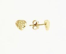 Cargar imagen en el visor de la galería, 18K YELLOW GOLD EARRINGS WITH VERY SHINY HEART LOVE WORKED MADE IN ITALY 0.28 IN.
