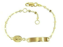 Cargar imagen en el visor de la galería, 18k yellow gold bracelet for kids with miraculous medal made in Italy 5.91 in.