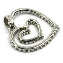 Load image into Gallery viewer, SOLID 18K WHITE GOLD PENDANT DOUBLE HEART WITH CUBIC ZIRCONIA, 18mm, 0.7 inches.