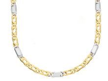Load image into Gallery viewer, SOLID 18K YELLOW WHITE GOLD CHAIN TIGER EYE ALTERNATE 3+1 FLAT LINKS 4mm, 20".