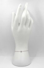 Load image into Gallery viewer, 18k white gold rolo thin bracelet with central small 5mm letter initial R.