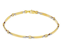 Load image into Gallery viewer, 18K YELLOW WHITE GOLD MAN SEMI RIGID THIN BRACELET ALTERNATE 2-3mm SMOOTH PLATES.