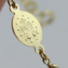 Cargar imagen en el visor de la galería, 18k yellow gold bracelet with miraculous medal, balls, made in Italy, 5.9 inches.