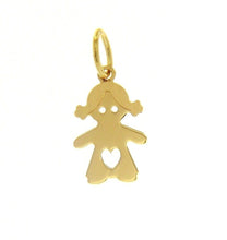 Load image into Gallery viewer, 18k yellow gold flat small 15mm 0.6&quot; baby girl pendant, charm, made in Italy.
