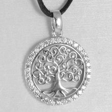 Cargar imagen en el visor de la galería, 18k white gold tree of life pendant, 0.75 inches, zirconia.