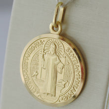 Load image into Gallery viewer, solid 18k yellow gold St Saint Benedict 21 mm medal pendant with Cross.