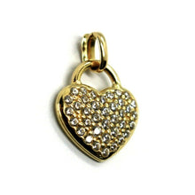 Load image into Gallery viewer, 18K YELLOW GOLD 16mm 0.63" ROUNDED HEART, ZIRCONIA PENDANT.