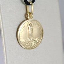 Load image into Gallery viewer, 18k yellow gold our Senora Lady of Fatima, Virgin Mary round medal pendant, small 11 mm.