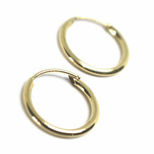 Load image into Gallery viewer, 18K YELLOW GOLD ROUND CIRCLE HOOP SMALL EARRINGS DIAMETER 12.5mm x 1.2mm, ITALY.