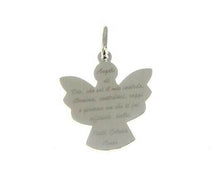 Cargar imagen en el visor de la galería, 18k white gold angel pendant, "Angel of god" prayer engraved, medal 14mm.