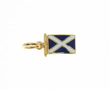 Load image into Gallery viewer, 18k yellow gold nautical glazed flag letter m pendant charm medal enamel Italy.