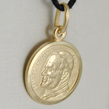 Load image into Gallery viewer, solid 18k yellow gold Saint Pope John Paul II, diameter 17 mm medal pendant, very detailed.
