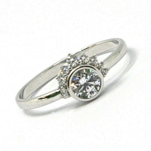 Load image into Gallery viewer, SOLID 18K WHITE GOLD RING, SUN, CROWN, EYE, CUBIC ZIRCONIA, MADE IN ITALY.
