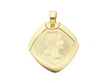 Load image into Gallery viewer, 18K YELLOW GOLD RHOMBUS MEDAL PENDANT WITH JESUS MADE IN ITALY VERY BRIGHT.