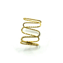 Load image into Gallery viewer, 18k yellow gold magicwire half phalanx ring, 10mm elastic worked ondulate wire.