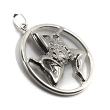 Charger l'image dans la galerie, 18k white gold pendant, rounded Trinacria, length 30mm, two faces, medallion.