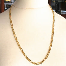Cargar imagen en el visor de la galería, 18K YELLOW GOLD CHAIN BIG 5 MM ROUNDED FIGARO GOURMETTE ALTERNATE 3+1, 24 INCHES.