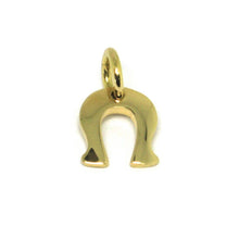 Load image into Gallery viewer, SOLID 18K YELLOW GOLD HORSESHOE CHARM PENDANT SMOOTH BRIGHT, MADE IN ITALY.

