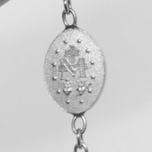 Load image into Gallery viewer, 18k white gold rosary bracelet, 2.5 mm spheres, cross & miraculous medal.