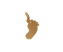 Cargar imagen en el visor de la galería, 18k rose gold small 15mm 0.6" footprint flat pendant, foot charm, Italy made.