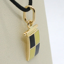 Load image into Gallery viewer, 18k yellow gold nautical glazed flag letter l pendant charm medal enamel Italy.