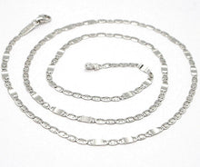 Cargar imagen en el visor de la galería, 18k white gold chain flat oval alternate link 3 mm, 20 inches, Italy made.