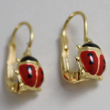 Load image into Gallery viewer, 18k yellow gold pendant leverback kids earrings glazed ladybird made in Italy.