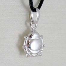 Cargar imagen en el visor de la galería, 18k white gold rounded ladybug pendant charm 18mm smooth ladybird made in Italy.