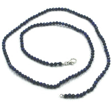 Charger l'image dans la galerie, 18k white gold necklace 31.5", 80cm, faceted round lapis lazuli diameter 3mm.