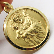 Load image into Gallery viewer, 18k yellow gold st Saint San Giuseppe Joseph Jesus medal made in Italy, 15 mm.